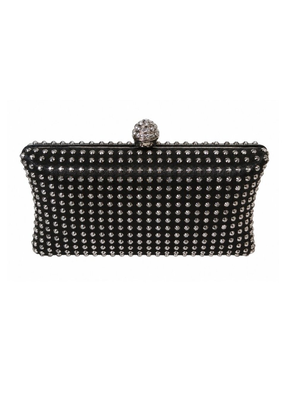 Black Hematite Rhinestone Box Clutch Evening Bag Chain Strap